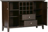Simpli Home - Bedford Rustic Solid Wood 4-Shelf 2-Drawer Sideboard, Buffet, Credenza, and Wine Rack - Dark Tobacco Brown