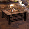 Pure Garden - Fire Pit Set, Wood Burning Pit - Includes Spark Screen and Log Poker, 32” Square Tile Firepit - Black and Orange Marbled