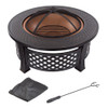 Pure Garden - Fire Pit Set, Wood Burning Pit - Includes Spark Screen and Log Poker, 32” Round Metal Firepit - Black and Copper