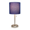 LimeLights Stick Lamp with USB charging port and Fabric Shade, Navy