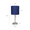 LimeLights Stick Lamp with USB charging port and Fabric Shade, Navy