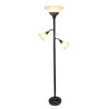 Elegant Designs 3 Light Floor Lamp with White Scalloped Glass Shades, Restoration Bronze and White