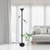 Elegant Designs 3 Light Floor Lamp with White Scalloped Glass Shades, Restoration Bronze and White