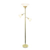 Elegant Designs 3 Light Floor Lamp with Scalloped Glass Shades, Gold