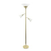 Elegant Designs 3 Light Floor Lamp with Scalloped Glass Shades, Gold