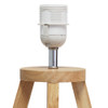 Simple Designs Interlocked Triangular Natural Wood Table Lamp with White Fabric Shade