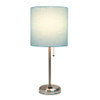 LimeLights Stick Lamp with Charging Outlet and Fabric Shade, Aqua