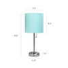 LimeLights Stick Lamp with Charging Outlet and Fabric Shade, Aqua