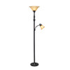 Elegant Designs 2 Light Mother Daughter Floor Lamp with Amber Marble Glass Shades, Restoration Bronze and Amber