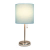 LimeLights Stick Lamp with USB charging port and Fabric Shade, Aqua