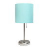 LimeLights Stick Lamp with USB charging port and Fabric Shade, Aqua