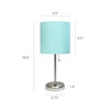 LimeLights Stick Lamp with USB charging port and Fabric Shade, Aqua