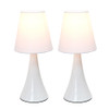 Simple Designs Valencia Colors 2 Pack Mini Touch Table Lamp Set with Fabric Shades, White