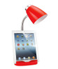 Limelights Gooseneck Organizer Desk Lamp with iPad Tablet Stand Book Holder, Red