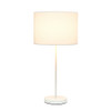 Simple Designs White Stick Lamp with Fabric Shade, White