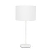 Simple Designs White Stick Lamp with Fabric Shade, White