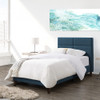 CorLiving - Bellevue Wide Panel Upholstered Bed, Twin - Ocean Blue