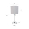 LimeLights White Stick Lamp with USB charging port and Fabric Shade 2 Pack Set, Gray
