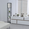 Simple Designs Floor Lamp Etagere Organizer Storage Shelf with Linen Shade