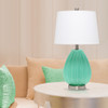 Lalia Home Pleated Table Lamp with White Fabric Shade, Seafoam