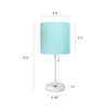 LimeLights White Stick Lamp with USB charging port and Fabric Shade 2 Pack Set, Aqua