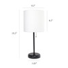 LimeLights Black Stick Lamp with Charging Outlet and Fabric Shade 2 Pack Set, White