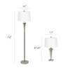 Elegant Designs Tapered 3 Pack Lamp Set (2 Table Lamps, 1 Floor Lamp) with White Shades, Brushed Nickel