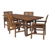 Walker Edison - 5-Piece Windsor Acacia Wood Extendable Patio Dining Set - Dark Brown