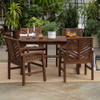 Walker Edison - 5-Piece Windsor Acacia Wood Extendable Patio Dining Set - Dark Brown