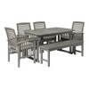 Walker Edison - 6-Piece Cypress Acacia Wood Patio Dining Set - Grey Wash