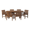 Walker Edison - 7-Piece Windsor Acacia Wood Extendable Patio Dining Set - Dark Brown