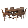 Walker Edison - 7-Piece Windsor Acacia Wood Extendable Patio Dining Set - Dark Brown