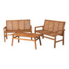 Walker Edison - 3-Piece Windsor Acacia Wood Patio Loveseat Chat Set - Brown