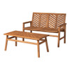 Walker Edison - 2-Piece Windsor Acacia Wood Patio Chat Set - Brown