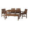 Walker Edison - 6-Piece Windsor Acacia Wood Patio Dining Set - Dark Brown