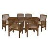 Walker Edison - 7-Piece Cypress Acacia Wood Patio Dining Set - Dark Brown