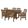 Walker Edison - 7-Piece Cypress Acacia Wood Patio Dining Set - Dark Brown