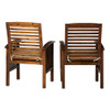 Walker Edison - Cypress Acacia Wood Patio Chairs, Set of 2 - Dark Brown