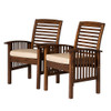 Walker Edison - Cypress Acacia Wood Patio Chairs, Set of 2 - Dark Brown