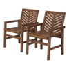 Walker Edison - Windsor Acacia Wood Patio Chairs, Set of 2 - Dark Brown