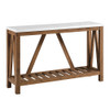 Walker Edison - 52" Rustic A Frame Entry Table - Faux White Marble/Walnut