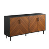 Walker Edison - 58” Mid Century Modern Bookmatch Buffet - Acorn Bookmatch / Solid Black