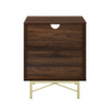 Walker Edison - 20” Contemporary 1 Drawer Gold Accent Nightstand - Dark Walnut/White Poplar