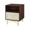 Walker Edison - 20” Contemporary 1 Drawer Gold Accent Nightstand - Dark Walnut/White Poplar