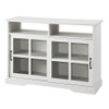 Walker Edison - Farmhouse Sliding Glass Door Storage Console for TVs up to 55" - Brushed White