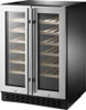 Insignia™ - 42-Bottle or 128-Can Dual Zone Wine and Beverage Cooler with Glass Doors - Stainless steel