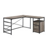 Walker Edison - 59” Urban Industrial 2 Drawer L Shaped Desk - Grey wash