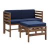 Walker Edison - Contemporary 3 Piece Modular Solid Wood Patio Set - Dark brown/navy