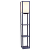 Simple Designs Floor Lamp Etagere Organizer Storage Shelf w 2 USB Charging Ports, 1 Charging Outlet & Linen Shade, Navy - Navy