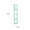 Simple Designs Floor Lamp Etagere Organizer Storage Shelf w 2 USB Charging Ports, 1 Charging Outlet & Linen Shade, Aqua - Aqua